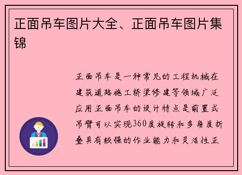 正面吊车图片大全、正面吊车图片集锦 正面吊车图片大全、正面吊车图片集锦