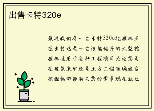 出售卡特320e 出售卡特320e