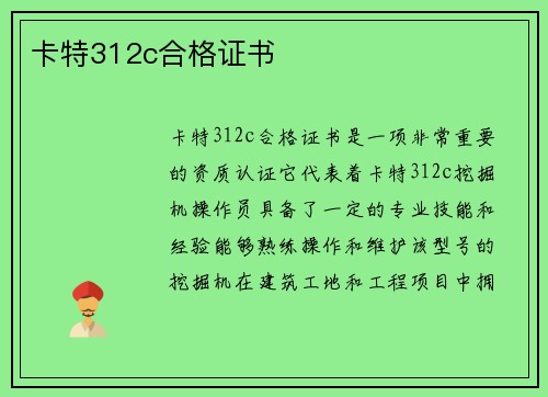 卡特312c合格证书 卡特312c合格证书