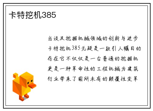 卡特挖机385 卡特挖机385