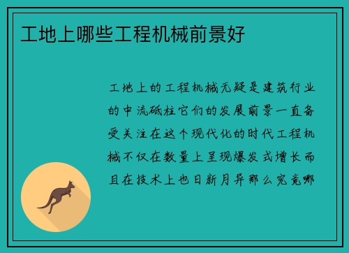 工地上哪些工程机械前景好 工地上哪些工程机械前景好