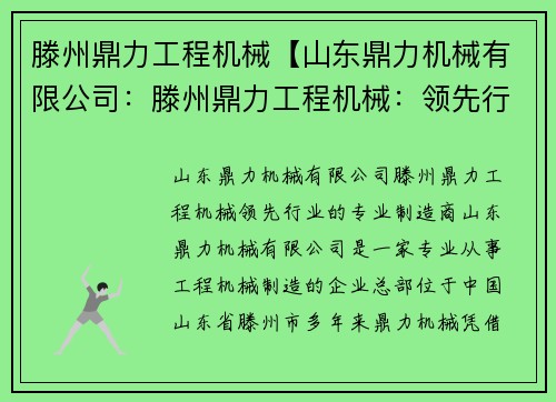 滕州鼎力工程机械【山东鼎力机械有限公司:滕州鼎力工程机械:领先行业的专业制造商】 滕州鼎力工程机械【山东鼎力机械有限公司:滕州鼎力工程机械:领先行业的专业制造商】